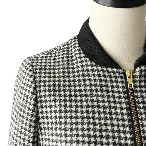 J Crew Wool Houndstooth Bomber JacketXS